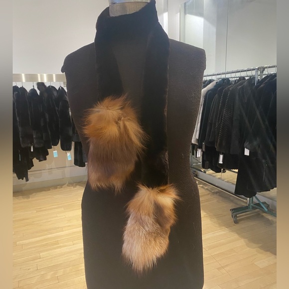 Walnut & Amber Fur Flare Scarf - Picture 1 of 2